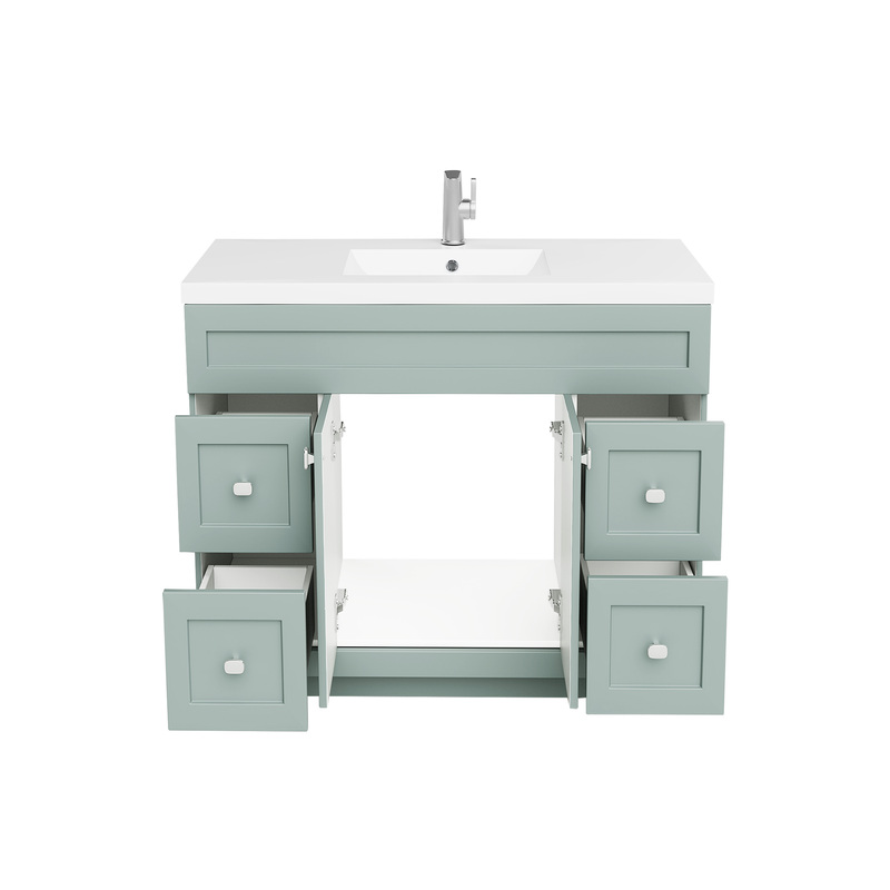 Cutler DAISYSAGE48 Daisy 48" Freestanding Cultured Marble Top Bathroom Vanity with Modern Shaker Doors - Sage