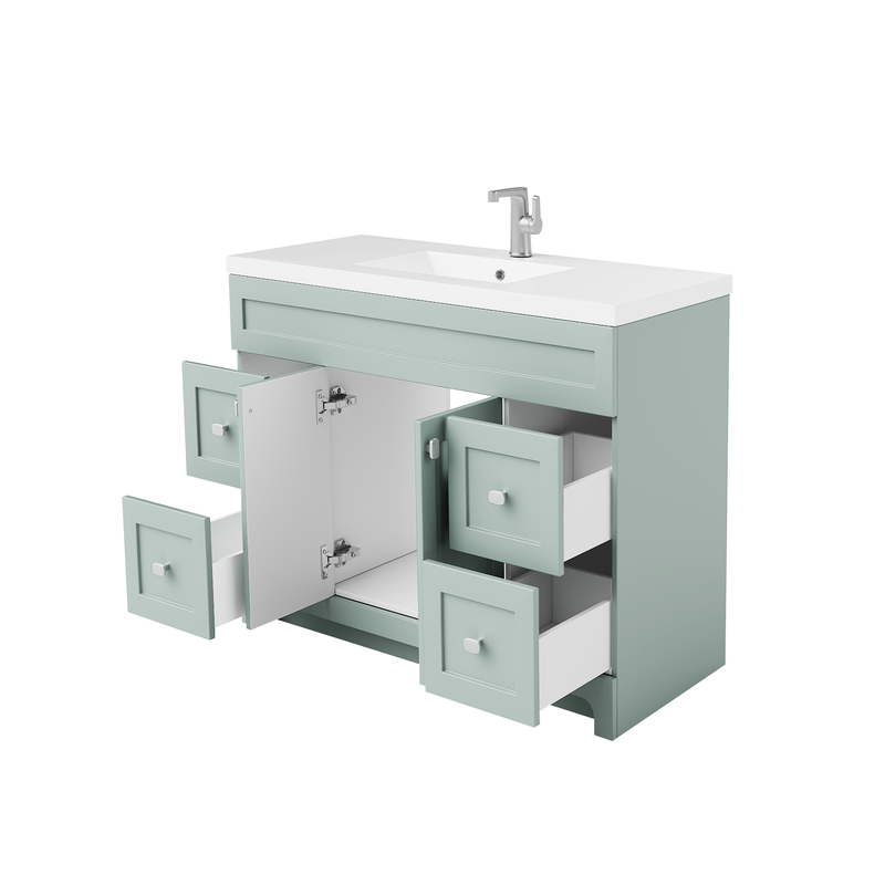 Cutler DAISYSAGE48 Daisy 48" Freestanding Cultured Marble Top Bathroom Vanity with Modern Shaker Doors - Sage