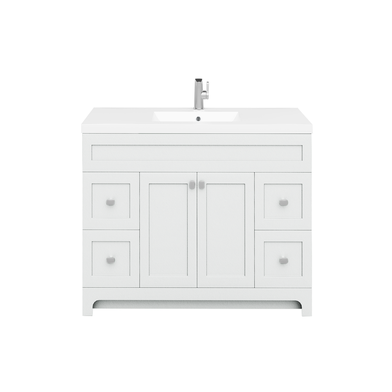 Cutler DAISYWHT48 Daisy 48" Freestanding Cultured Marble Top Bathroom Vanity with Modern Shaker Doors - White