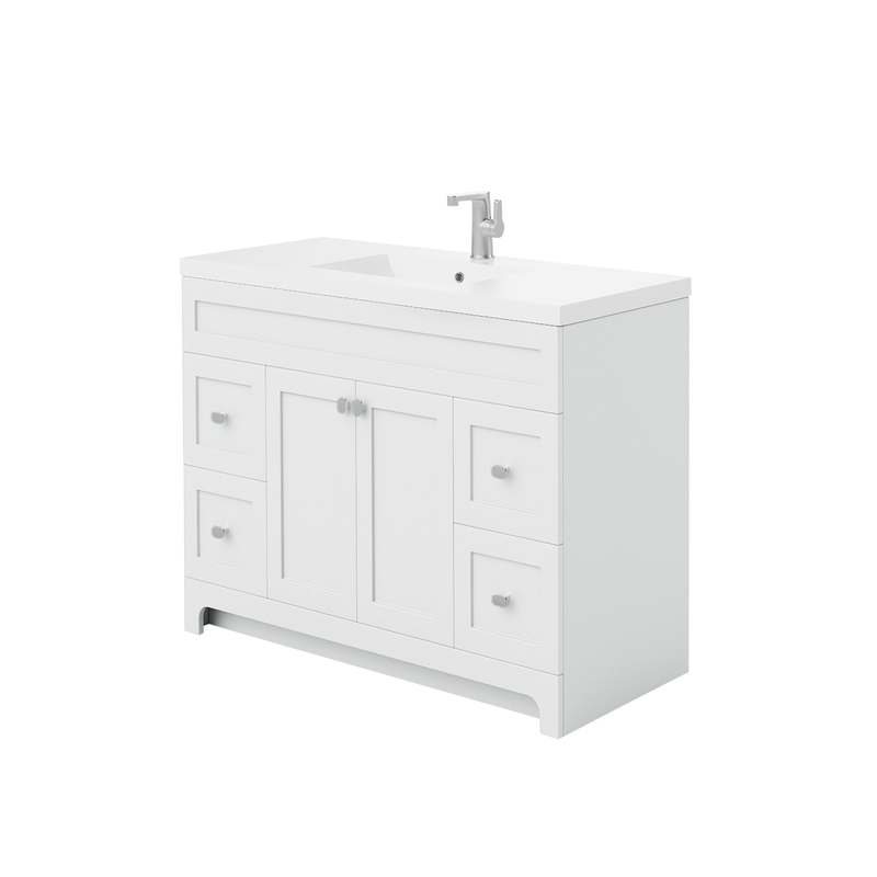 Cutler DAISYWHT48 Daisy 48" Freestanding Cultured Marble Top Bathroom Vanity with Modern Shaker Doors - White
