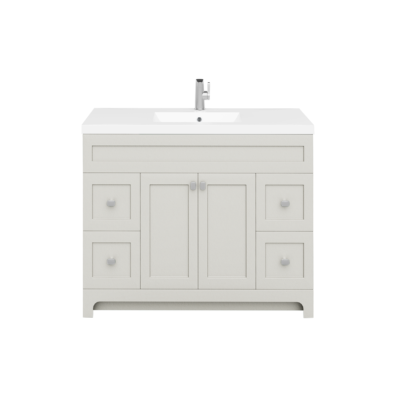 Cutler DAISYWGREY48 Daisy 48" Freestanding Cultured Marble Top Bathroom Vanity with Modern Shaker Doors - Willow Grey