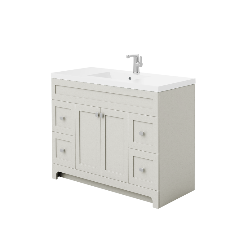 Cutler DAISYWGREY48 Daisy 48" Freestanding Cultured Marble Top Bathroom Vanity with Modern Shaker Doors - Willow Grey