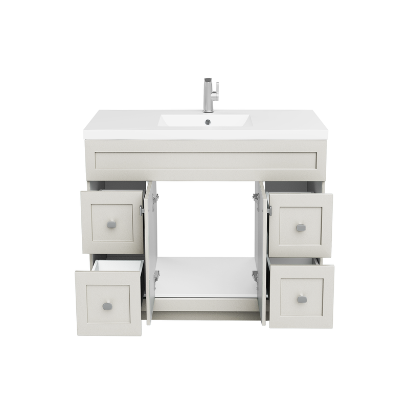 Cutler DAISYWGREY48 Daisy 48" Freestanding Cultured Marble Top Bathroom Vanity with Modern Shaker Doors - Willow Grey