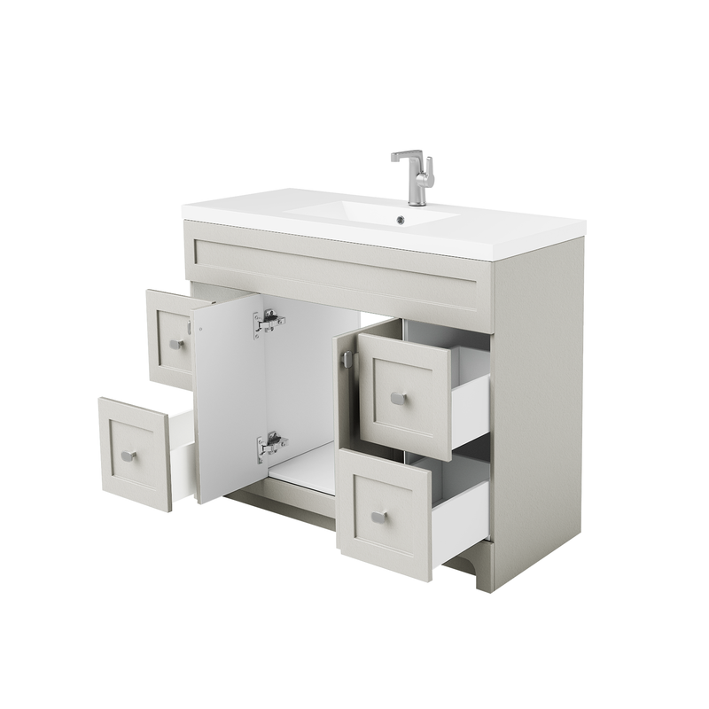 Cutler DAISYWGREY48 Daisy 48" Freestanding Cultured Marble Top Bathroom Vanity with Modern Shaker Doors - Willow Grey