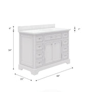 DE48CW01PW - Derby 48 In. Single Sink Pre-Assembled Traditional Style Bathroom Vanity with 1" Carrara White Marble Top