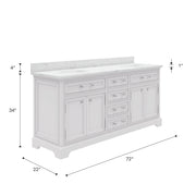 DE72CW01PW - Derby 72 In. Double Sink Pre-Assembled Traditional Style Bathroom Vanity with 1" Carrara White Marble Top