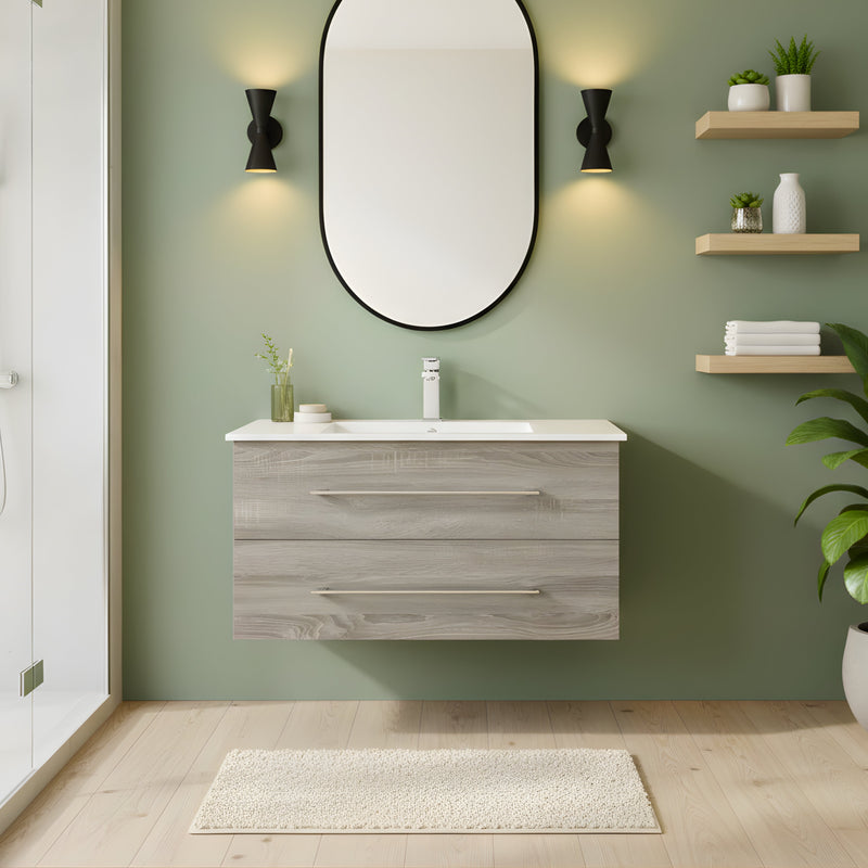 Cutler FV DORATO36 Kato 36" Single Sink Wall Mounted Cultured Marble Top Bathroom Vanity - Dorato