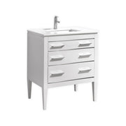 Kube Bath E30-GW Eiffel 30" High Gloss White Single Sink Bathroom Vanity with White Countertop
