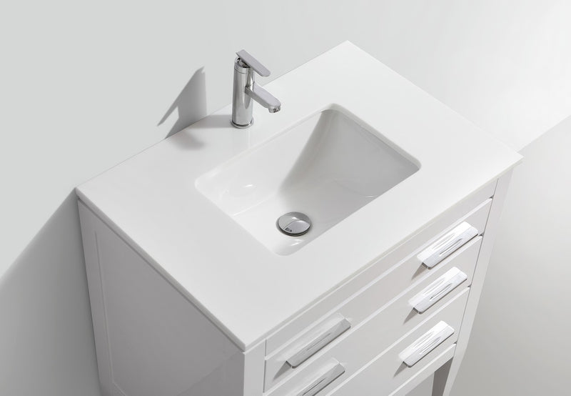 Kube Bath E30-GW Eiffel 30" High Gloss White Single Sink Bathroom Vanity with White Countertop - view 4