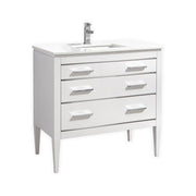 Kube Bath E36-GW Eiffel 36" High Gloss White Single Sink Bathroom Vanity with White Countertop