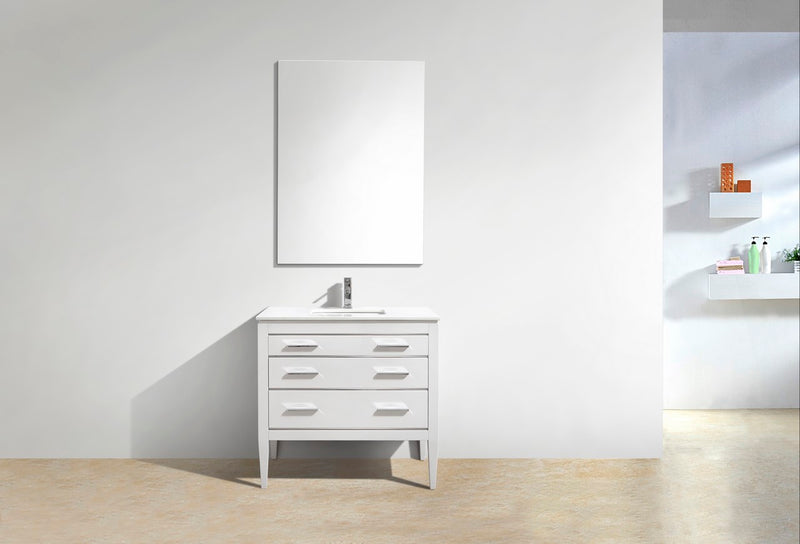 Kube Bath E36-GW Eiffel 36" High Gloss White Single Sink Bathroom Vanity with White Countertop - view 2