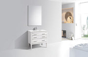 Kube Bath E36-GW Eiffel 36" High Gloss White Single Sink Bathroom Vanity with White Countertop - view 3