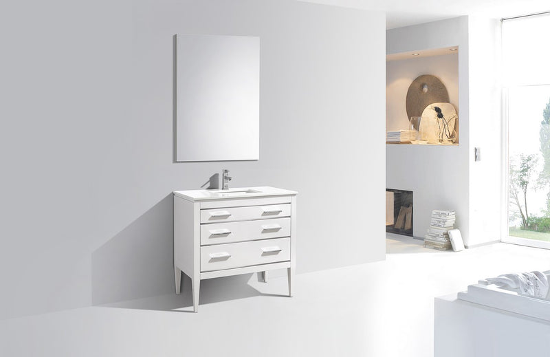 Kube Bath E36-GW Eiffel 36" High Gloss White Single Sink Bathroom Vanity with White Countertop - view 3