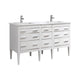 Kube Bath E60-GW Eiffel 60" High Gloss White Double Sink Bathroom Vanity with White Countertop