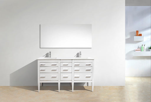 Kube Bath E60-GW Eiffel 60" High Gloss White Double Sink Bathroom Vanity with White Countertop - view 2