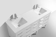 Kube Bath E60-GW Eiffel 60" High Gloss White Double Sink Bathroom Vanity with White Countertop - view 4