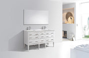 Kube Bath E60-GW Eiffel 60" High Gloss White Double Sink Bathroom Vanity with White Countertop - view 3
