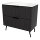 Timberline Elenora 36" Black Satin Free Standing Vanity with Arctic White SilkSurface Top and Black Hardware