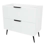 Timberline Elenora 36" White Satin Free Standing Vanity Cabinet Only with Black Hardware