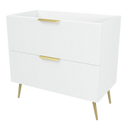 Timberline Elenora 36" White Satin Free Standing Vanity Cabinet Only with Gold Hardware
