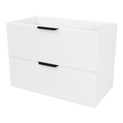 Timberline Elenora 36" White Satin Wall Mount Vanity Cabinet Only with Black Hardware