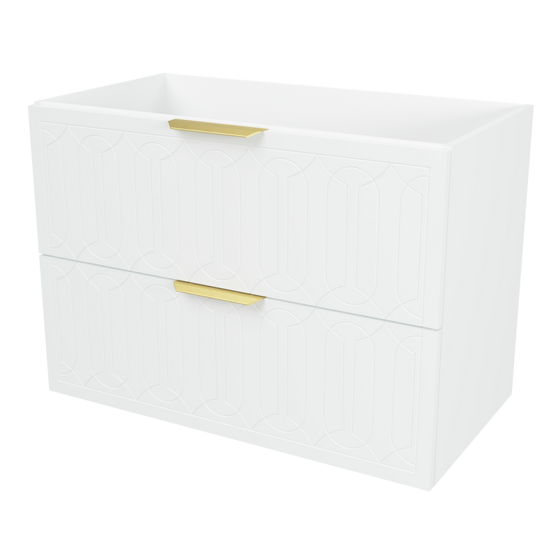 Timberline Elenora 36" White Satin Wall Mount Vanity Cabinet Only with Gold Hardware