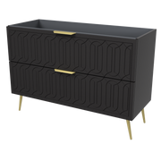 Timberline Elenora 48" Black Satin Free Standing Vanity Cabinet Only with Gold Hardware
