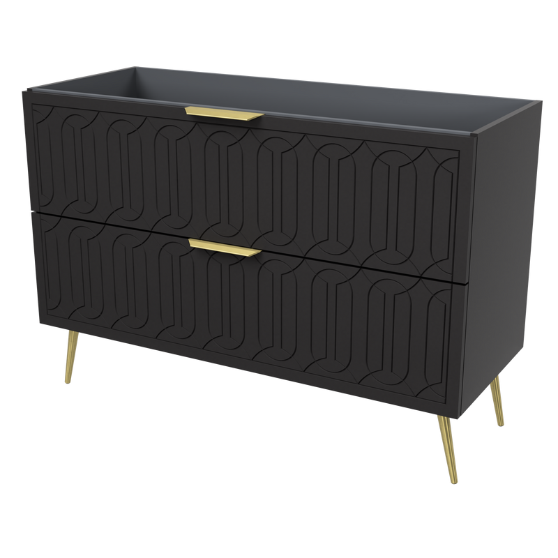 Timberline Elenora 48" Black Satin Free Standing Vanity Cabinet Only with Gold Hardware