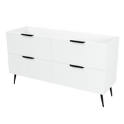 Timberline Elenora 60" White Satin Free Standing Vanity Cabinet Only with Black Hardware