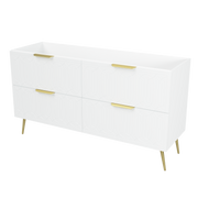 Timberline Elenora 60" White Satin Free Standing Vanity Cabinet Only with Gold Hardware