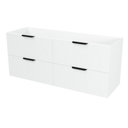 Timberline Elenora 60" White Satin Wall Mount Vanity Cabinet Only with Black Hardware