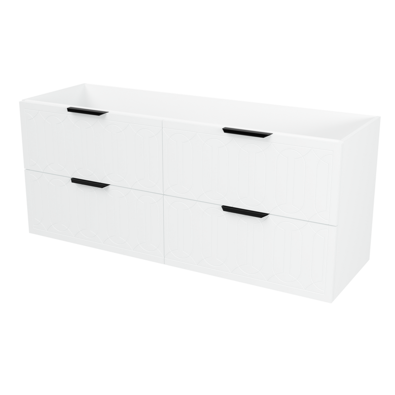 Timberline Elenora 60" White Satin Wall Mount Vanity Cabinet Only with Black Hardware