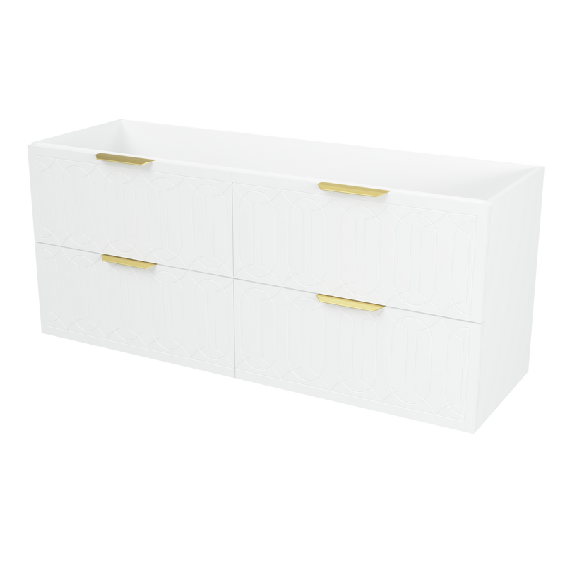 Timberline Elenora 60" White Satin Wall Mount Vanity Cabinet Only with Gold Hardware