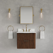 EU24EM00TO - Eureka 24 In. Single Rectangle Sink Floating Bathroom Vanity with Engineered Marble Top in Truffle Oak