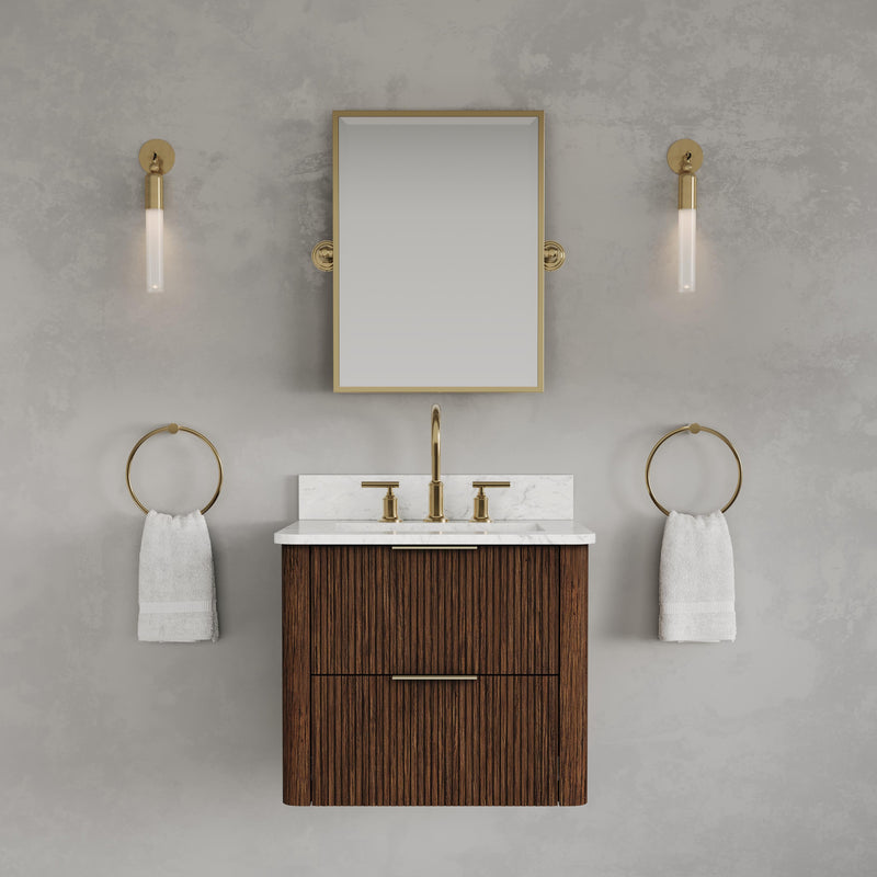 EU24EM00TO - Eureka 24 In. Single Rectangle Sink Floating Bathroom Vanity with Engineered Marble Top in Truffle Oak