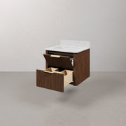 EU24EM00TO - Eureka 24 In. Single Rectangle Sink Floating Bathroom Vanity with Engineered Marble Top in Truffle Oak