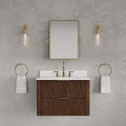EU30EM00TO - Eureka 30 In. Single Rectangle Sink Floating Bathroom Vanity with Engineered Marble Top in Truffle Oak