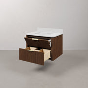 EU30EM00TO - Eureka 30 In. Single Rectangle Sink Floating Bathroom Vanity with Engineered Marble Top in Truffle Oak