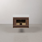 EU30EM00TO - Eureka 30 In. Single Rectangle Sink Floating Bathroom Vanity with Engineered Marble Top in Truffle Oak