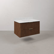 EU36EM00TO - Eureka 36 In. Single Rectangle Sink Floating Bathroom Vanity with Engineered Marble Top in Truffle Oak