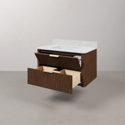 EU36EM00TO - Eureka 36 In. Single Rectangle Sink Floating Bathroom Vanity with Engineered Marble Top in Truffle Oak