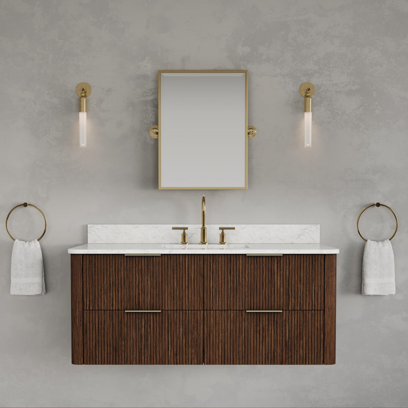 EU48EM00TO - Eureka 48 In. Single Rectangle Sink Floating Bathroom Vanity with Engineered Marble Top in Truffle Oak