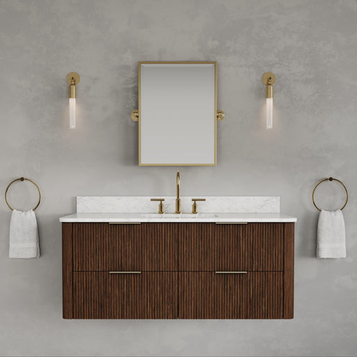 EU48EM00TO - Eureka 48 In. Single Rectangle Sink Floating Bathroom Vanity with Engineered Marble Top in Truffle Oak