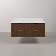 EU48EM00TO - Eureka 48 In. Single Rectangle Sink Floating Bathroom Vanity with Engineered Marble Top in Truffle Oak
