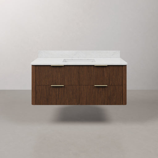 EU48EM00TO - Eureka 48 In. Single Rectangle Sink Floating Bathroom Vanity with Engineered Marble Top in Truffle Oak