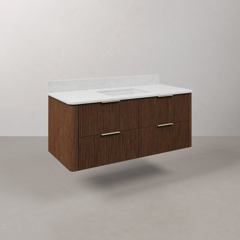 EU48EM00TO - Eureka 48 In. Single Rectangle Sink Floating Bathroom Vanity with Engineered Marble Top in Truffle Oak