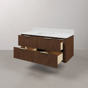 EU48EM00TO - Eureka 48 In. Single Rectangle Sink Floating Bathroom Vanity with Engineered Marble Top in Truffle Oak