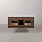 EU48EM00TO - Eureka 48 In. Single Rectangle Sink Floating Bathroom Vanity with Engineered Marble Top in Truffle Oak
