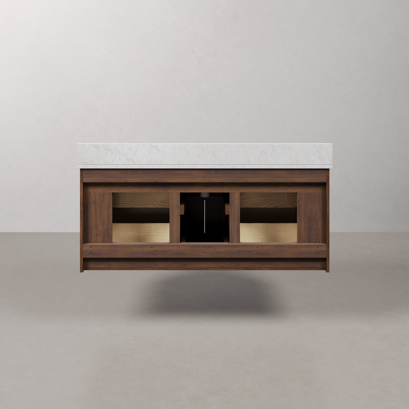 EU48EM00TO - Eureka 48 In. Single Rectangle Sink Floating Bathroom Vanity with Engineered Marble Top in Truffle Oak
