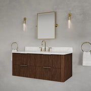 EU48EM00TO - Eureka 48 In. Single Rectangle Sink Floating Bathroom Vanity with Engineered Marble Top in Truffle Oak